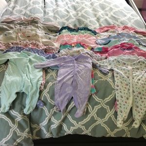 Baby girl 0-3 month pajama lot